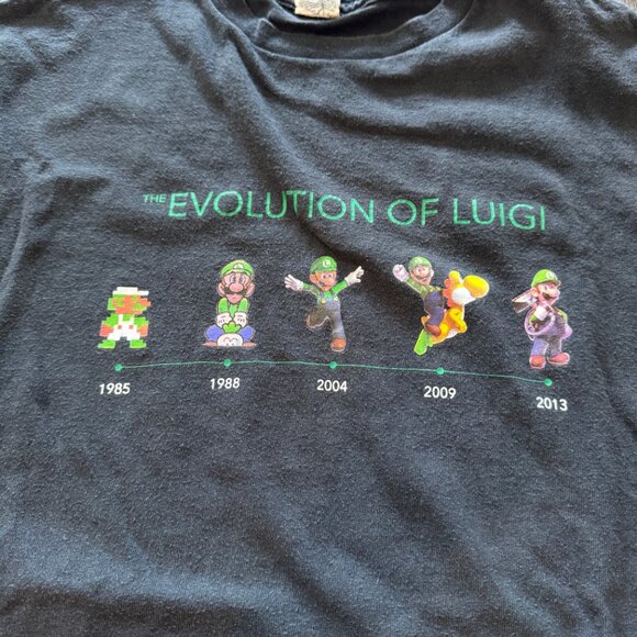 NINTENDO EVOLUTION OF LUIGI TSHIRT SIZE LARGE MADE IN MEXICO - Picture 2 of 8